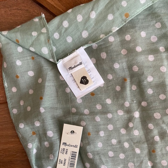 Madewell Accessories - NWT Light Green Polk a Dot Madewell Bandana